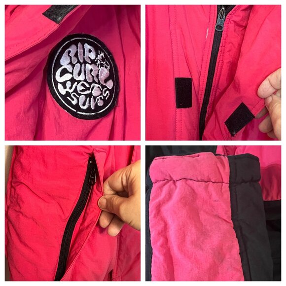 VTG Rip Curl Adventure Sportswear Jacket XL - Black & Pink Reversible Zip Pocket - Picture 7 of 16